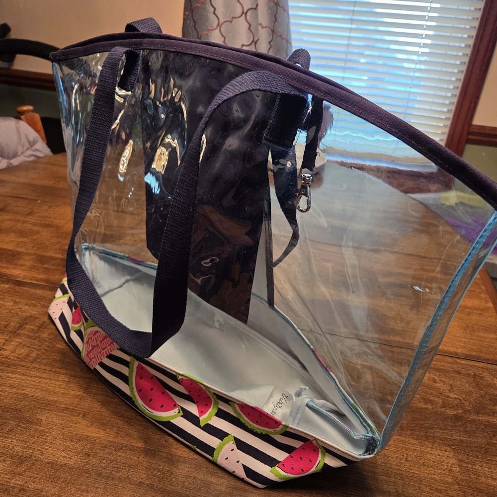Transparent Tote Bag with Watermelon Print Base